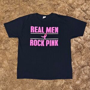 Real Men Wear Pink T-Shirt Mens Breast Cancer Awareness Tee Black XLarge